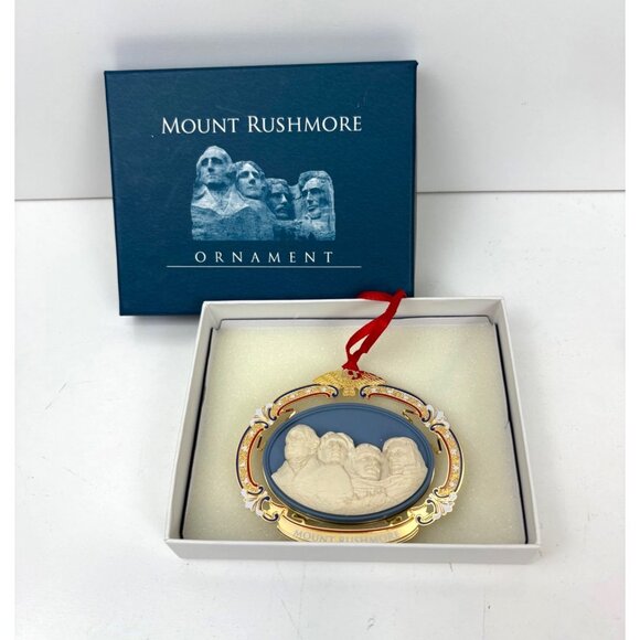 2003 Mount Rushmore Borglum Souvenir Ornament & Box Cutout Metal South Dakota - Picture 2 of 5